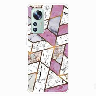 For Xiaomi 12 Pro Abstract Marble Pattern TPU Phone Case(Rhombus White Purple)