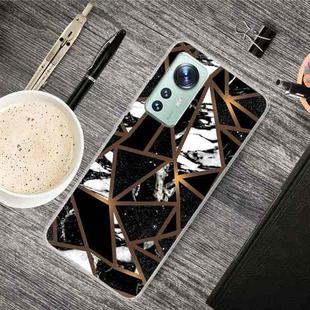For Xiaomi 12 / 12X 5G Abstract Marble Pattern TPU Phone Case(Rhombus Black)