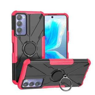 For Tecno Camon 18 Armor Bear Shockproof PC + TPU Phone Case with Ring Holder(Rose Red)