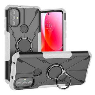 For Motorola Moto G Power 2022 Armor Bear Shockproof PC + TPU Phone Case with Ring Holder(White)