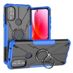 For Motorola Moto G Power 2022 Armor Bear Shockproof PC + TPU Phone Case with Ring Holder(Blue)