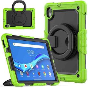 For Lenovo M10 Plus X606F Silicone + PC Holder Tablet Case(Yellow Green+Black)