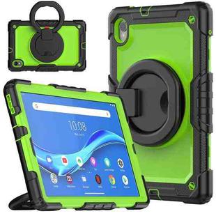 For Lenovo M10 Plus X606F Silicone + PC Holder Tablet Case(Black+Yellow Green)