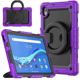 For Lenovo M10 Plus X606F Silicone + PC Holder Tablet Case(Purple+Black)