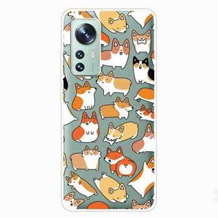 For Xiaomi 12 / 12X 5G Colored Drawing Pattern Highly Transparent TPU Protective Case(Corgi)