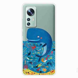 For Xiaomi 12 / 12X 5G Colored Drawing Pattern Highly Transparent TPU Protective Case(Whale Seabed)