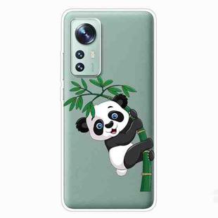 For Xiaomi 12 / 12X 5G Colored Drawing Pattern Highly Transparent TPU Protective Case(Panda Climbing Bamboo)