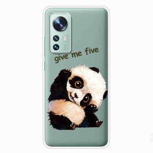 For Xiaomi 12 / 12X 5G Colored Drawing Pattern Highly Transparent TPU Protective Case(Tilted Head Panda)