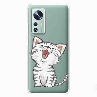 For Xiaomi 12 / 12X 5G Colored Drawing Pattern Highly Transparent TPU Protective Case(Laughing Cat)