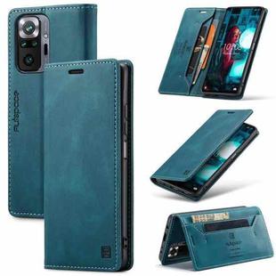 For Xiaomi Redmi Note 10 Pro / 10 Pro Max AutSpace A01 Skin-feel Crazy Horse Leather Phone Case(Blue)