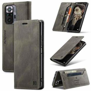 For Xiaomi Redmi Note 10 Pro / 10 Pro Max AutSpace A01 Skin-feel Crazy Horse Leather Phone Case(Coffee)