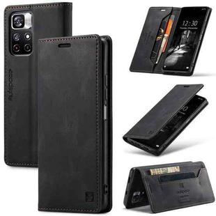 For Xiaomi Redmi Note 11 5G AutSpace A01 Skin-feel Crazy Horse Leather Phone Case(Black)