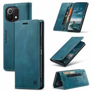 For Xiaomi Mi 11 Lite AutSpace A01 Skin-feel Crazy Horse Leather Phone Case(Blue)