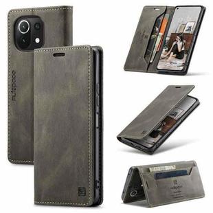 For Xiaomi Mi 11 Lite AutSpace A01 Skin-feel Crazy Horse Leather Phone Case(Coffee)