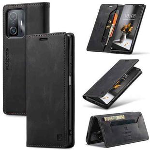 For Xiaomi Mi 11T /11T Pro AutSpace A01 Skin-feel Crazy Horse Leather Phone Case(Black)