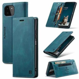 For Samsung Galaxy A22 AutSpace A01 Retro Skin-feel Crazy Horse RFID Leather Phone Case(Blue)