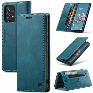 For Samsung Galaxy A53 AutSpace A01 Retro Skin-feel Crazy Horse RFID Leather Phone Case(Blue)