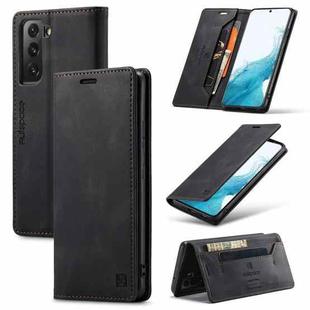 For Samsung Galaxy S22+ 5G AutSpace A01 Retro Skin-feel Crazy Horse RFID Leather Phone Case(Black)