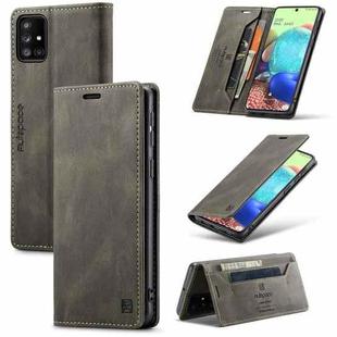 For Samsung Galaxy A71 5G AutSpace A01 Retro Skin-feel Crazy Horse RFID Leather Phone Case(Coffee)