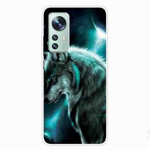 For Xiaomi 12 / 12X 5G Shockproof Painted Transparent TPU Protective Case(Moonlight Wolf)