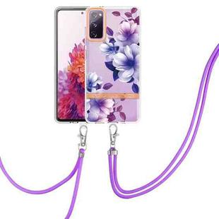 For Samsung Galaxy S20 FE 5G / 4G Flowers Series TPU Phone Case with Lanyard(Purple Begonia)