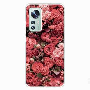 For Xiaomi 12 / 12X 5G Shockproof Painted Transparent TPU Protective Phone Case(Many Red Roses)