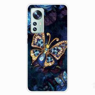 For Xiaomi 12 / 12X 5G Shockproof Painted Transparent TPU Protective Phone Case(Jewel Butterfly)