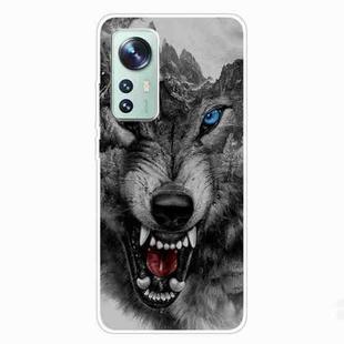 For Xiaomi 12 / 12X 5G Shockproof Painted Transparent TPU Protective Phone Case(Mountain Wolf)