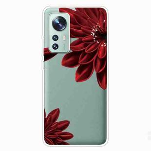 For Xiaomi 12 Pro Painted Shockproof TPU Protective Phone Case(Red Flower)