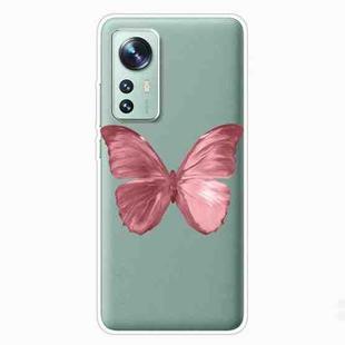 For Xiaomi 12 Pro Painted Shockproof TPU Protective Phone Case(Red Butterfly)
