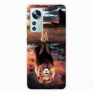 For Xiaomi 12 Pro Painted Transparent Shockproof TPU Protective Phone Case(Desert Lion)