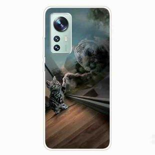 For Xiaomi 12 Pro Painted Transparent Shockproof TPU Protective Phone Case(Glass Tiger)