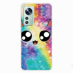 For Xiaomi 12 Pro Painted Transparent Shockproof TPU Protective Phone Case(Starry Cute Cat)