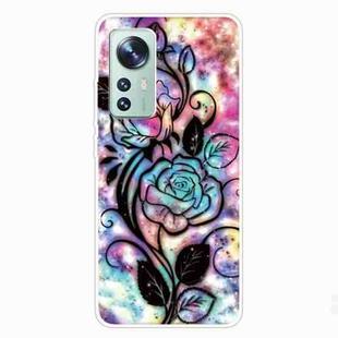 For Xiaomi 12 Pro Painted Transparent Shockproof TPU Protective Phone Case(Starry Rose)