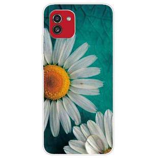 For Samsung Galaxy A03 International Version Shockproof Painted Transparent TPU Protective Phone Case(Chrysanthemum)