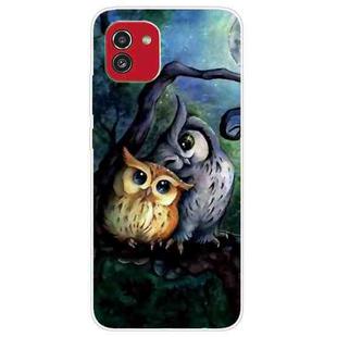 For Samsung Galaxy A03 International Version Shockproof Painted Transparent TPU Protective Phone Case(Owl)