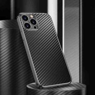 Metal Frame Carbon Fiber Phone Case For iPhone 12 Pro Max(Black)