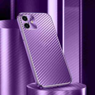 Metal Frame Carbon Fiber Phone Case For iPhone 11(Purple)