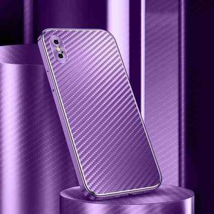Metal Frame Carbon Fiber Phone Case For iPhone XS / X(Purple)