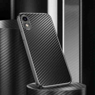 For iPhone XR Metal Frame Carbon Fiber Phone Case(Black)