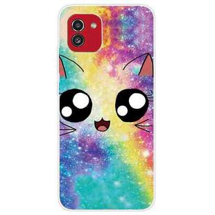For Samsung Galaxy A03 International Version Shockproof Painted Transparent TPU Protective Phone Case(Starry Cute Cat)