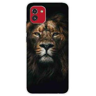 For Samsung Galaxy A03 International Version Shockproof Painted Transparent TPU Protective Phone Case(Yellow Lion)