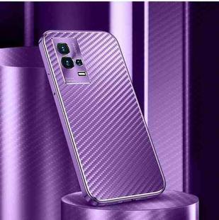 For vivo iQOO 8 Pro Metal Frame Carbon Fiber Phone Case(Purple)