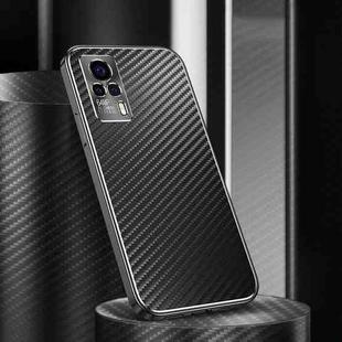 For vivo S9 Metal Frame Carbon Fiber Phone Case(Black)