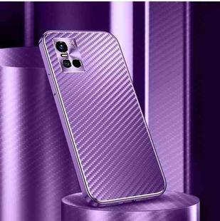 For vivo S10 Metal Frame Carbon Fiber Phone Case(Purple)
