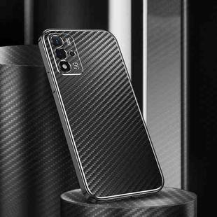 For OPPO A93s 5G Metal Frame Carbon Fiber Phone Case(Black)
