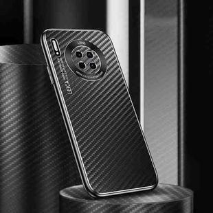 For Huawei Mate 30 Metal Frame Carbon Fiber Phone Case(Black)