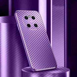 For Huawei Mate 40 Metal Frame Carbon Fiber Phone Case(Purple)