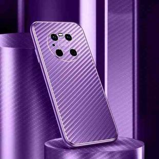 For Huawei Mate 40 Pro Metal Frame Carbon Fiber Phone Case(Purple)