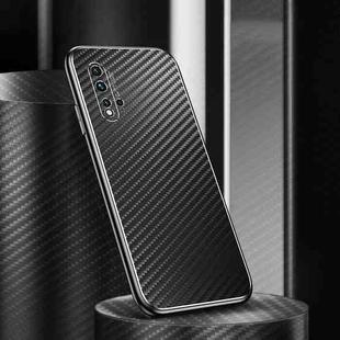 For Huawei nova 5 Metal Frame Carbon Fiber Phone Case(Black)